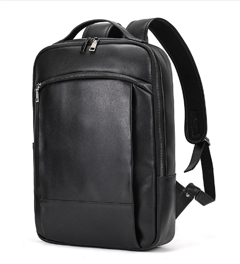 Bamburgh - Black Leather Laptop Backpack