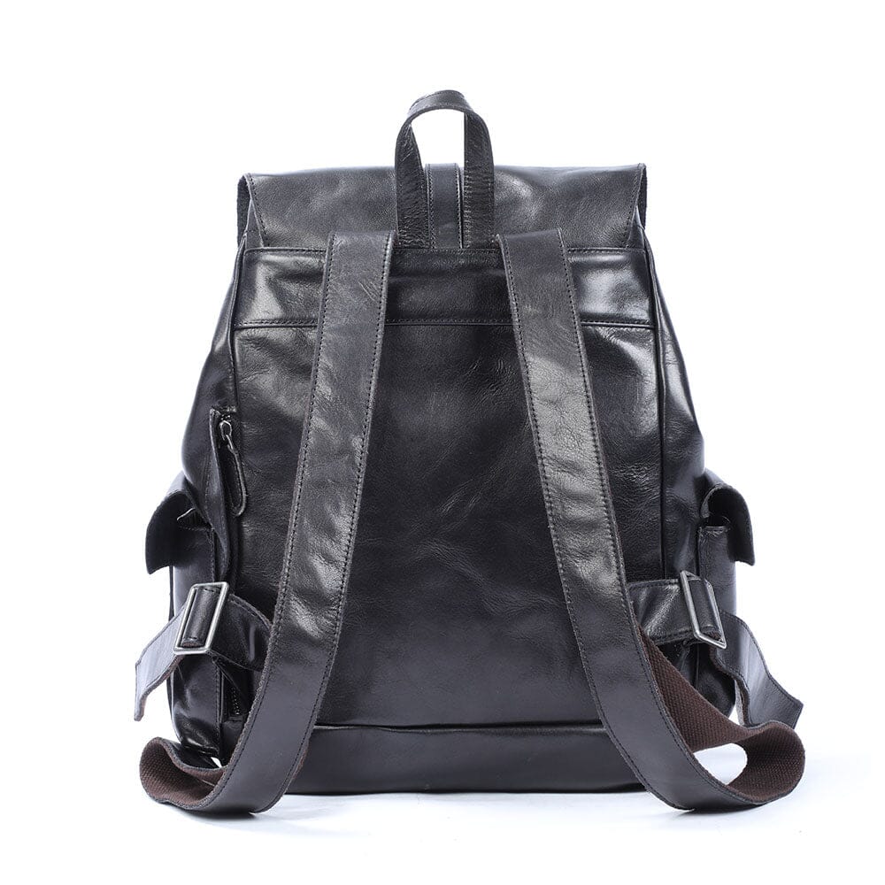 Voyager - Small Black Leather Backpack