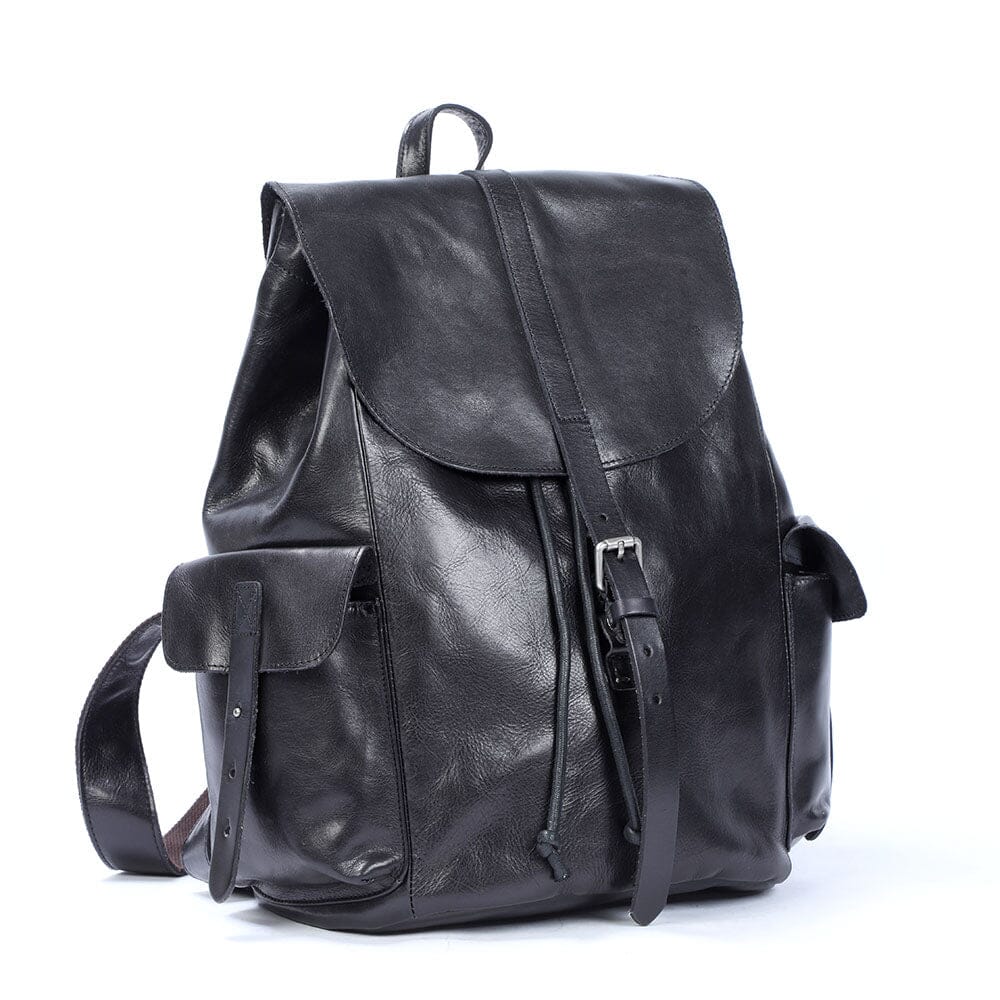 Voyager - Small Black Leather Backpack