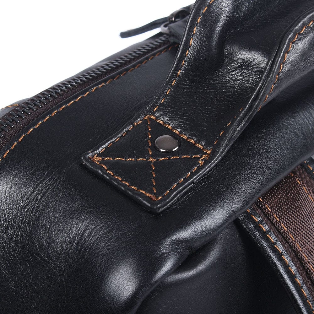 Isaac - Mens Black Leather Backpack