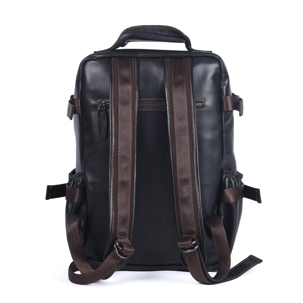 Isaac - Mens Black Leather Backpack