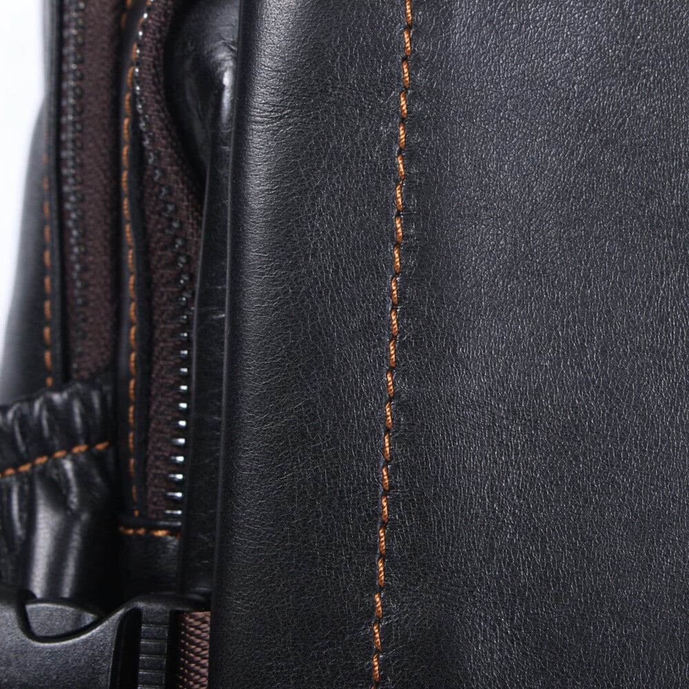Isaac - Mens Black Leather Backpack