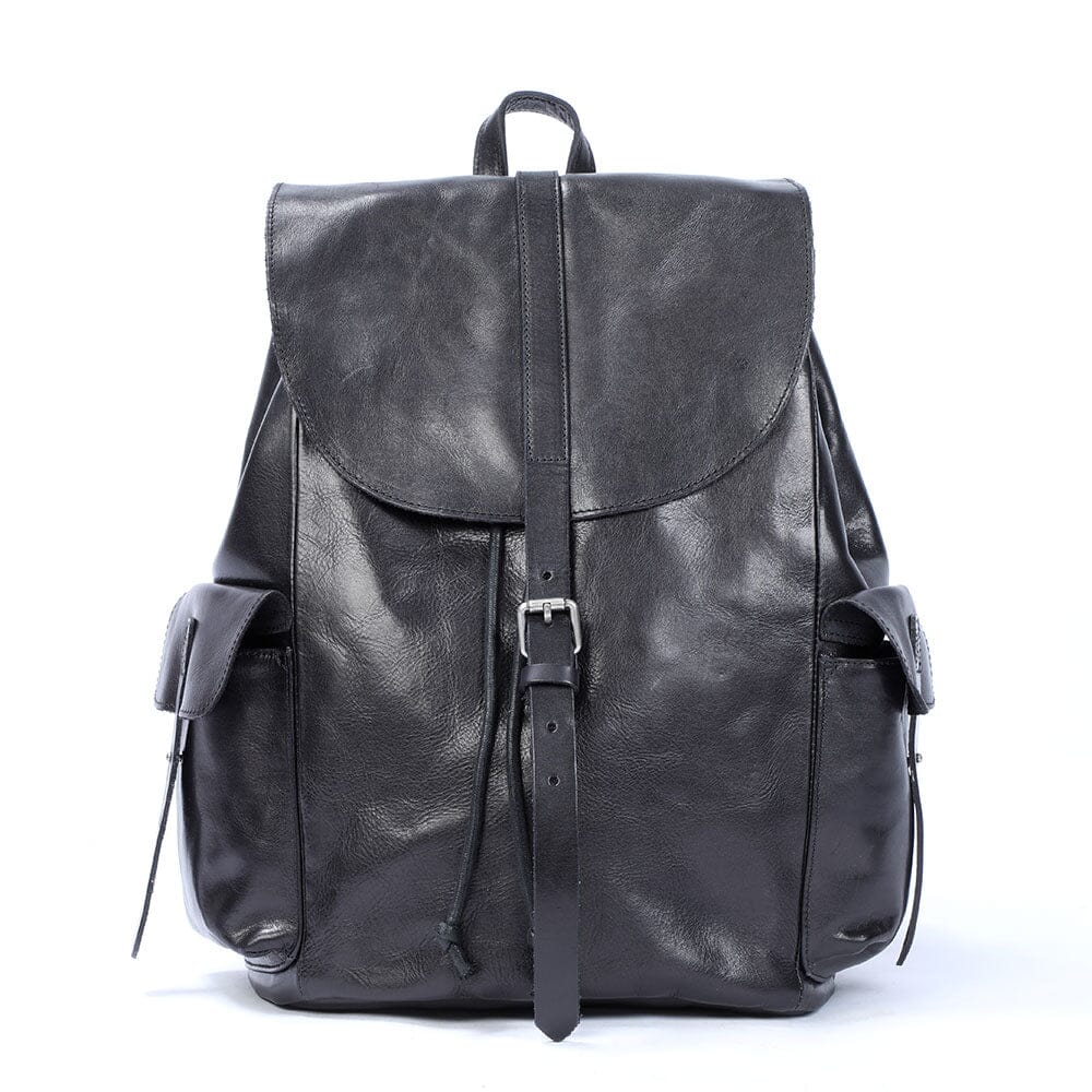 Voyager - Small Black Leather Backpack