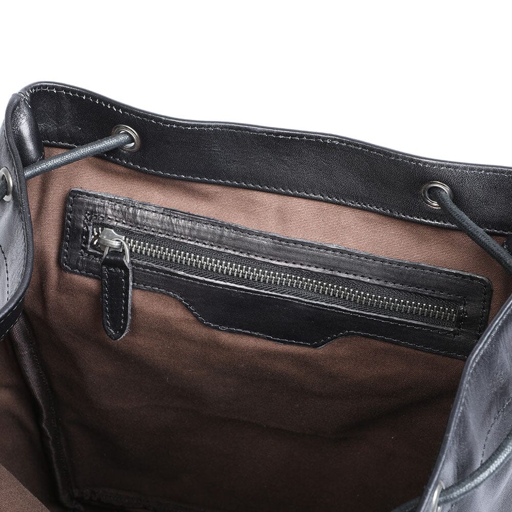 Voyager - Small Black Leather Backpack