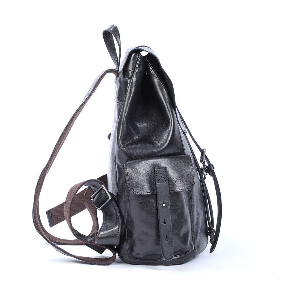 Voyager - Small Black Leather Backpack